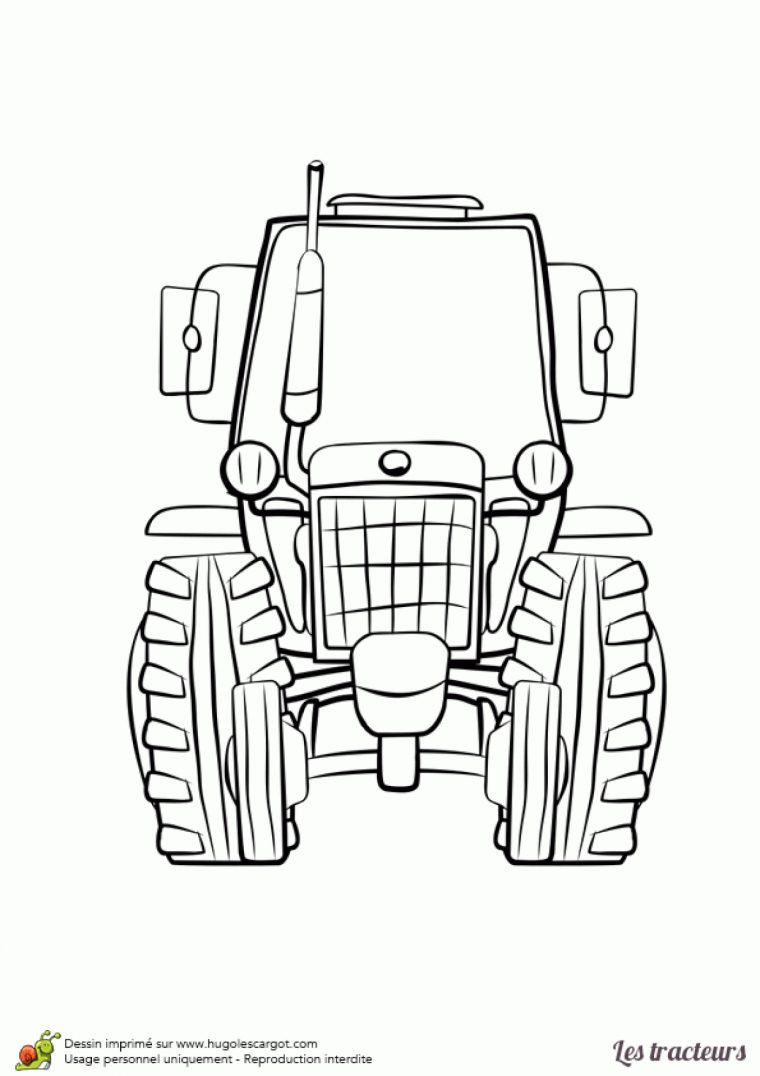 Dessin À Imprimer Et À Colorier D'un Tracteur Vu De Face tout Dessin De Tracteur À Colorier