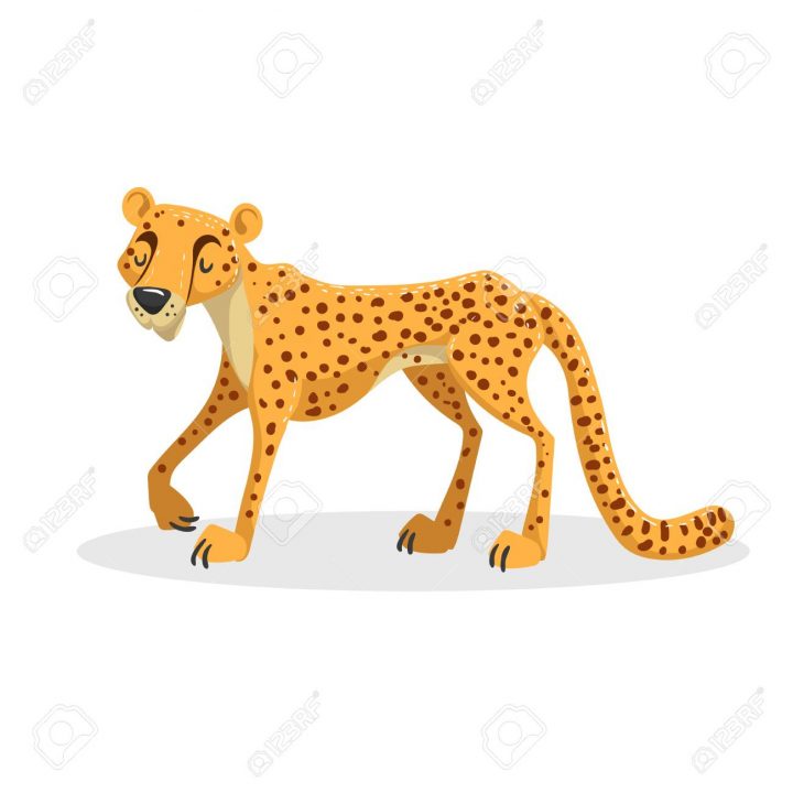 Dessin Animé À La Mode Conception Africaine Grand Guépard Guépard.  Illustration Vectorielle De La Faune Et Le Zoo. pour Guépard Dessin