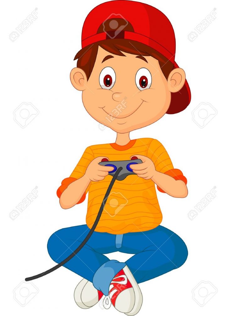 Dessin Animé Enfant Joue À Des Jeux Sur Le Joystick dedans Jeux Enfant Dessin