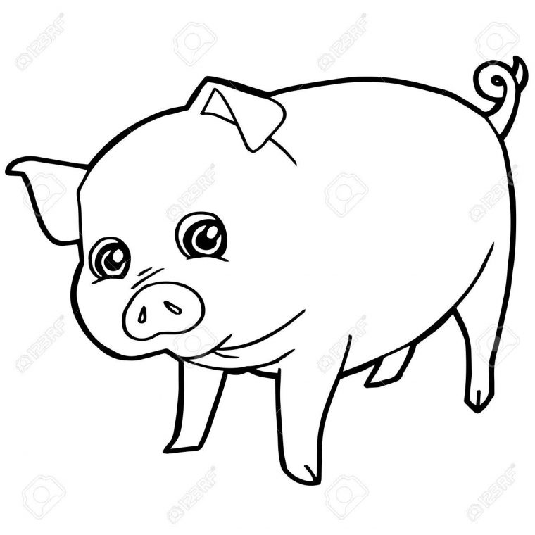 Dessin Animé Mignon Cochon Coloriage Page Illustration concernant Dessin A Colorier Cochon