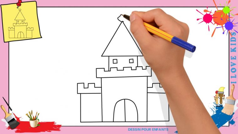 Dessin Château (Mettre À Jour)- Comment Dessiner Un Château Facilement Pour  Enfants à Chateau De Princesse Dessin