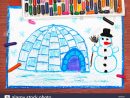 Dessin Coloré : Paysage D'hiver, L'igloo Et Le Snowman dedans Dessin De Paysage D Hiver