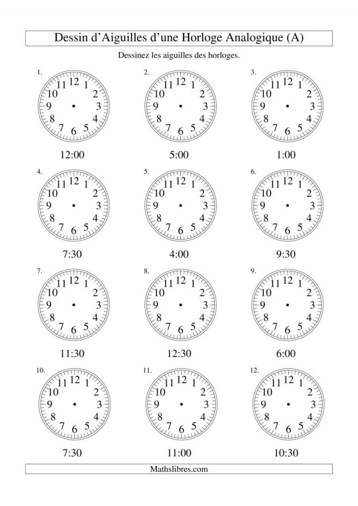 Dessin D'aiguiles Sur Une Horloge Analogique Avec 30 Minutes avec Dessin D Horloge