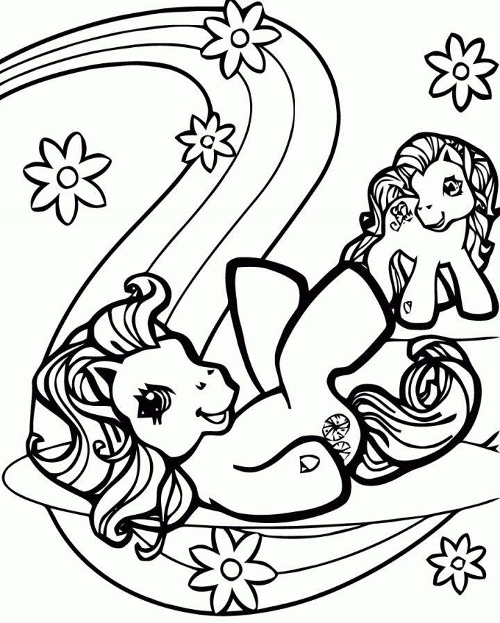 Dessin De Petit Poney Gratuit À Télécharger Et Colorier dedans Arc En Ciel A Colorier