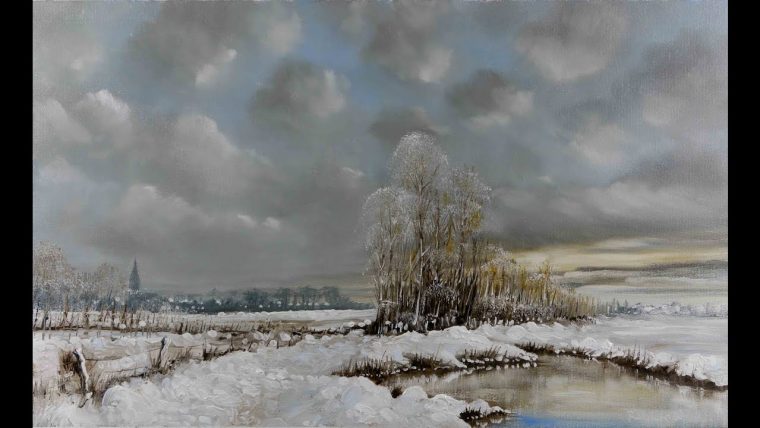 Dessin Et Peinture – Vidéo 578 : Paysage En Manteau Neigeux à Dessin De Paysage D Hiver