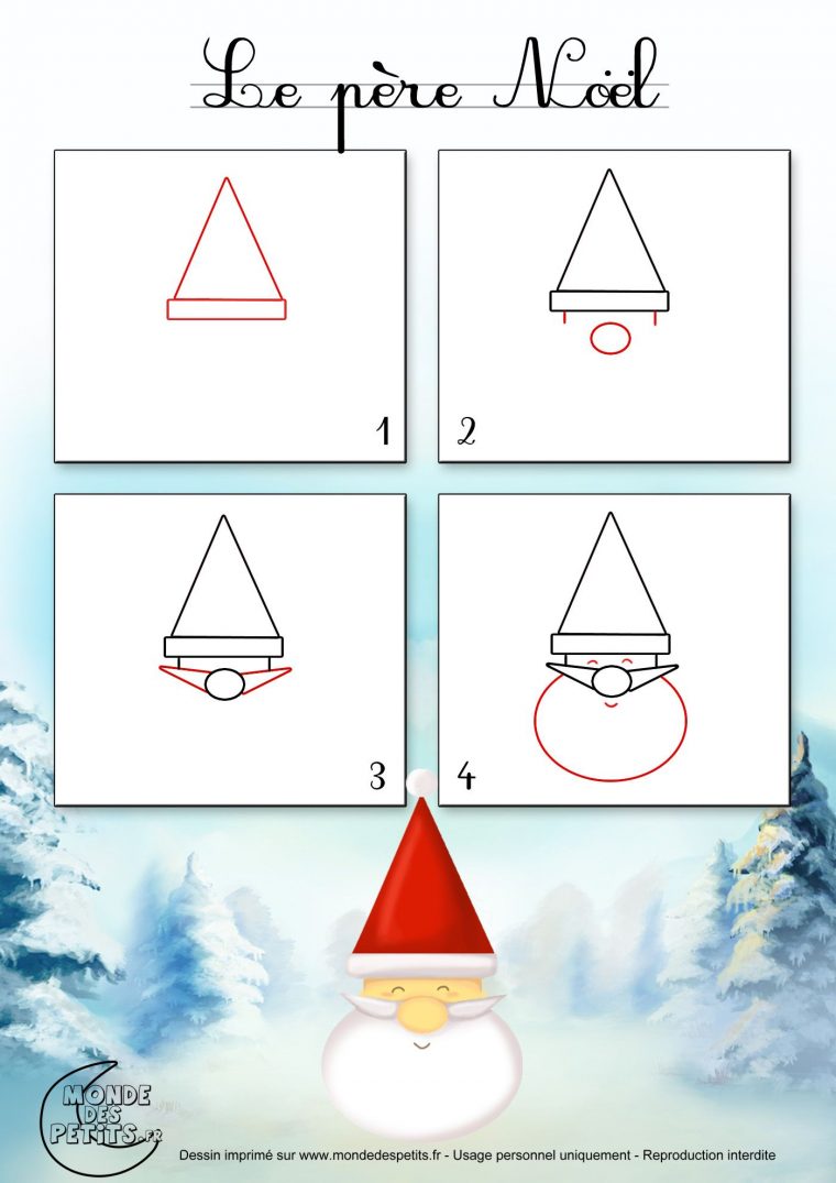 Dessin1_Comment Dessiner Le Visage Du Père Noël Facilement encequiconcerne Modèles De Dessins À Reproduire