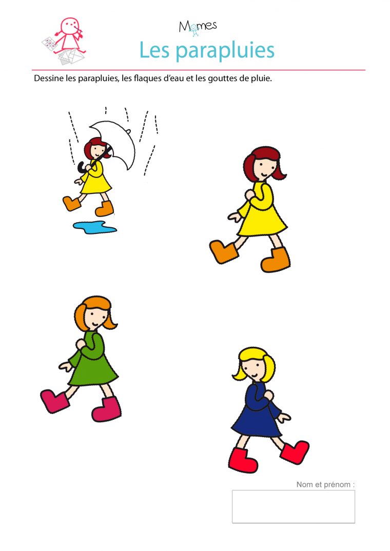 Dessine Les Parapluies – Exercice À Imprimer – Momes destiné Exercice 4 Ans