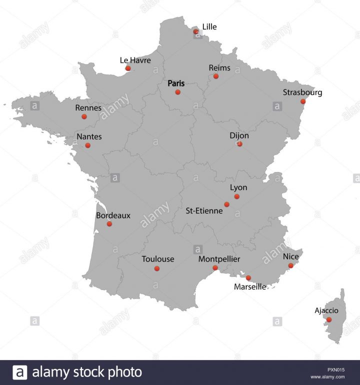 Detailed Map Of The France With Cities Stock Vector Art serapportantà Carte De La France Avec Ville