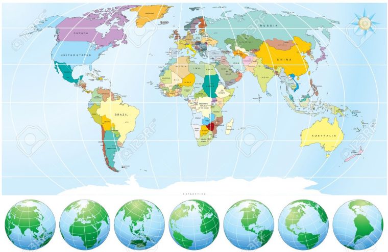 Détaillées De La Carte Du Monde Avec Tous Les Noms De Pays Et  Capitales–Objets Dessinés Individuels, Des Couleurs Modifiables Faciles concernant Carte Du Monde Avec Capitale