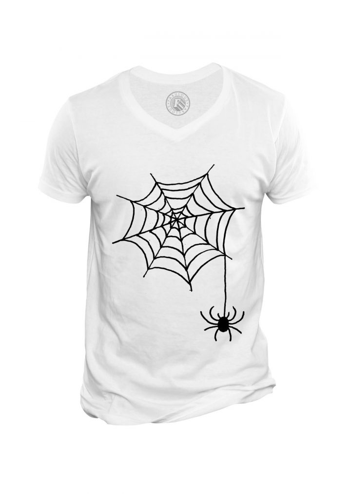 Détails Sur T-Shirt Homme Col V Halloween Araignee Toile Dessin dedans Dessin Toile Araignée