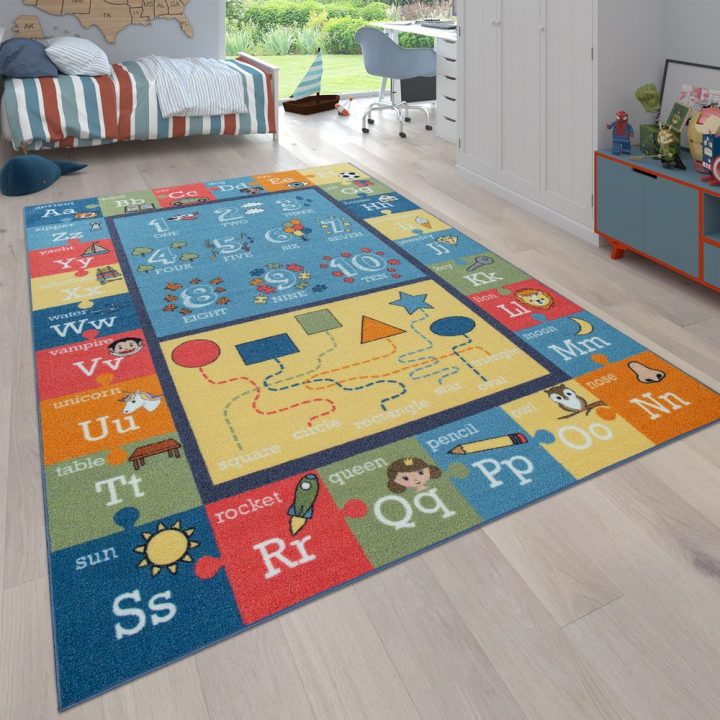 Détails Sur Tapis Pour Enfant Coloré Doux Alphabet Lettres Chiffres Formes  Bordure Jeux Éduc pour Jeux De Lettres Enfants