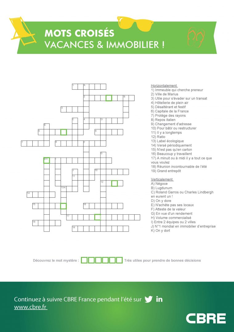 Détendez-Vous Cet Été Avec Les Mots Croisés Cbre ! – Le Blog encequiconcerne Resultat Mots Croises