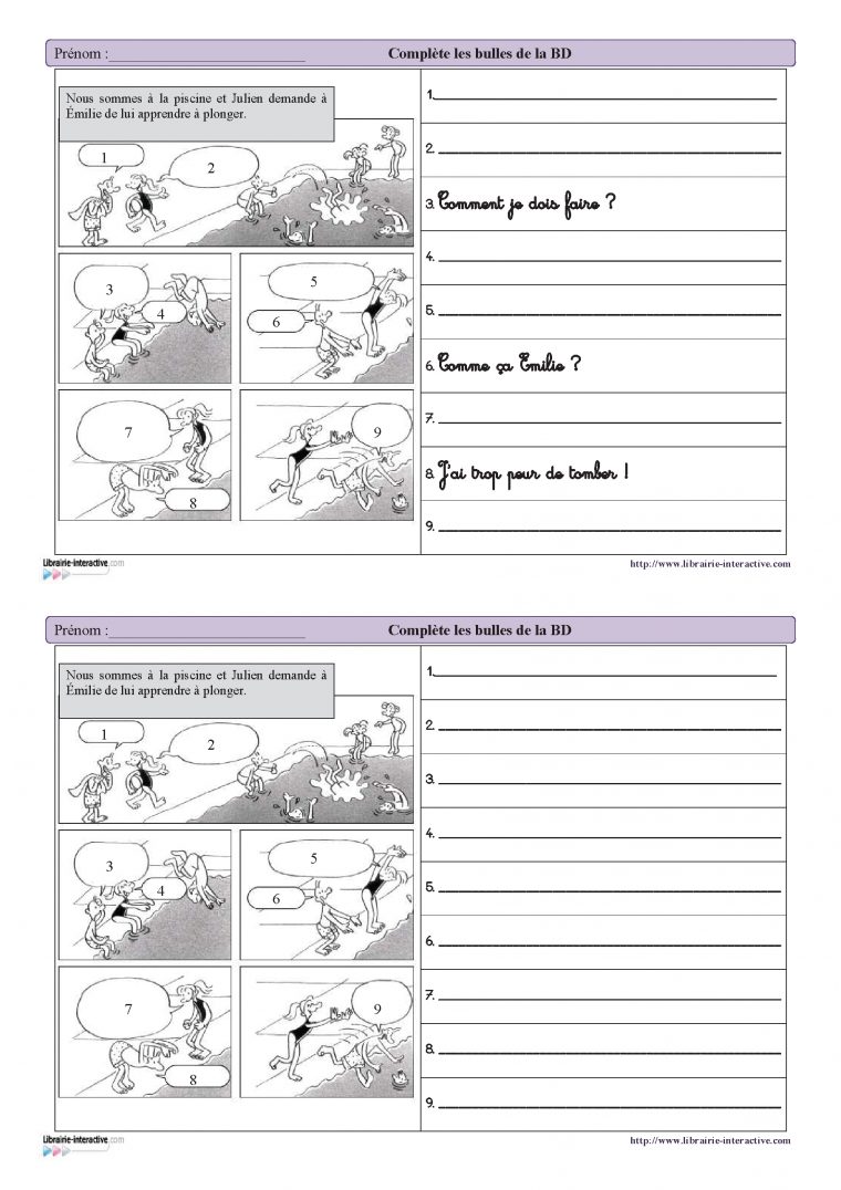 Deux Petites Activités Pour Écrire Les Bulles D'une Bd En encequiconcerne Exercice D Écriture Ce2