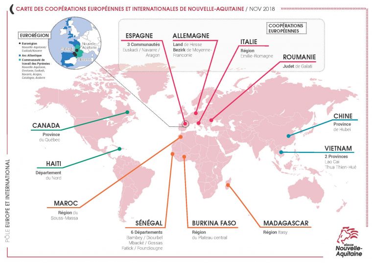 Développement Coopérations Internationales – Nouvelle Aquitaine pour Carte Nouvelle Region