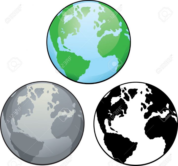 Différents Dessins De La Planète Terre, De La Couleur En Noir Et Blanc. avec Image De La Terre Dessin