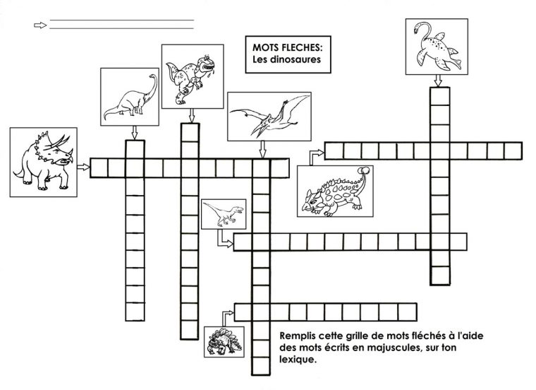 Dinosaures, Mots Fléchés – École Maternelle Gellow concernant Grille De Mot Fleches