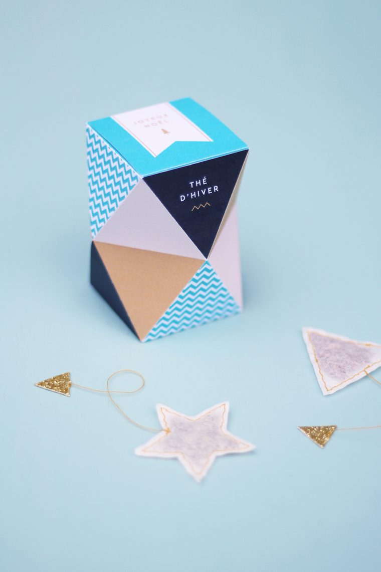 Diy De Noël : Une Boite De Thé Géométrique À Offrir tout Boite De Noel A Imprimer