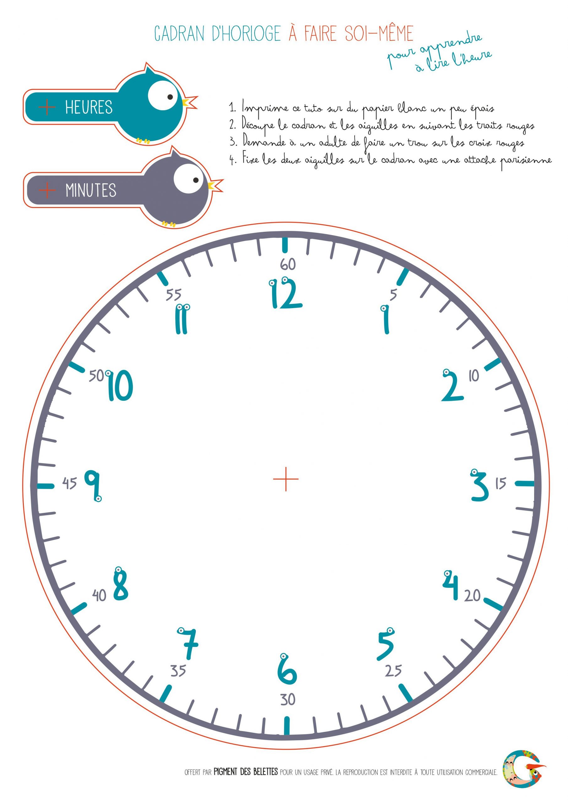 Diy Horloge À Télécharger Et Imprimer Pour Apprendre À Lire encequiconcerne Activité Primaire A Imprimer