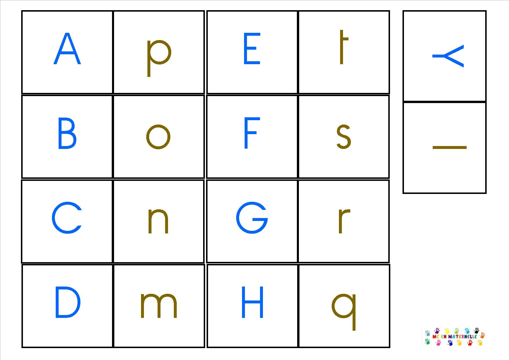 Domino Des Lettres Majuscule/minuscule – Mc En Maternelle encequiconcerne Lettres Majuscules À Imprimer