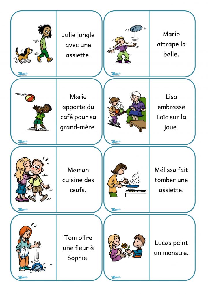 Dominos De Lecture De Phrases. – Zedra – Dans Ma Valise destiné Dominos À Imprimer