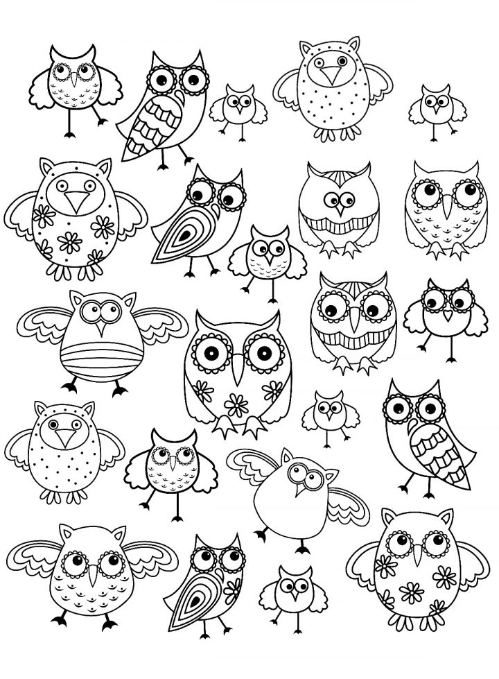 Doodle Simple Hibou – Coloriage Doodle Art – Coloriages Pour pour Dessin Hibou Facile