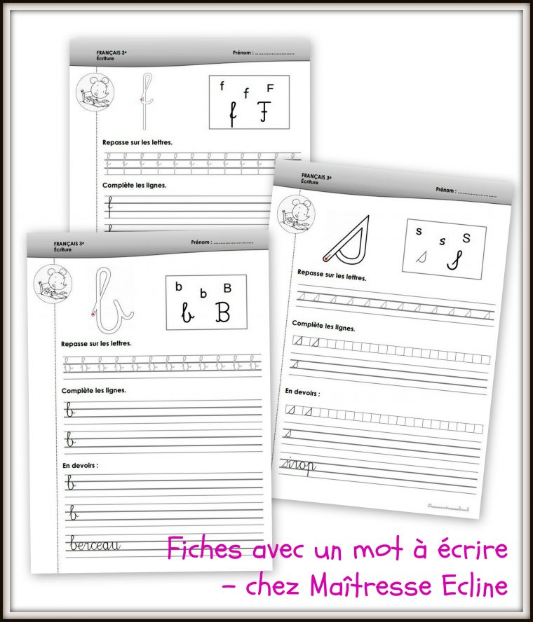 Dossier D'écriture – 3Ème Harmos – Chez Maîtresse Ecline à Exercice Graphisme Cp