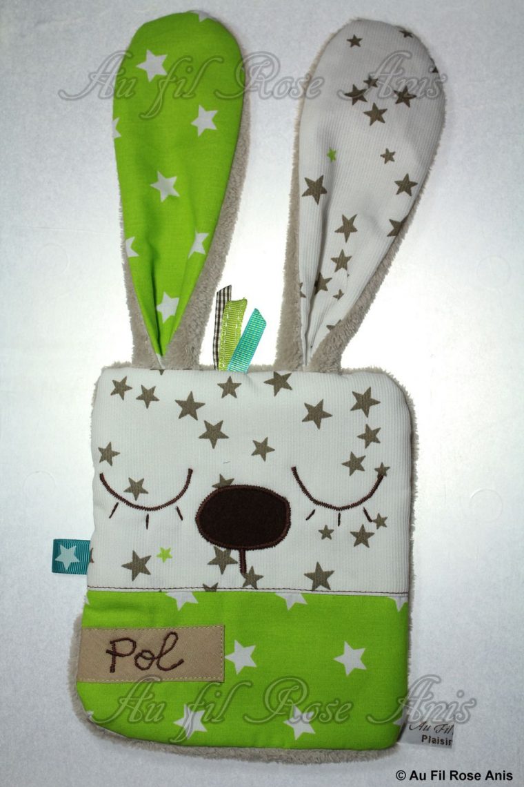 Doudou Lapin "grandes Z'oreilles" Vert Et Taupe – Modèle De serapportantà Jeux De Taupe