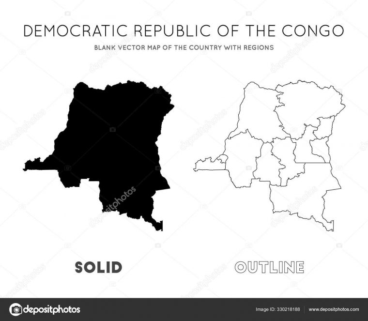 Dr Carte Du Congo Carte Vectorielle Vierge Du Pays Avec destiné Carte Des Régions Vierge