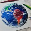 Drawing Colorful Earth - Dessin De La Planète Terre tout Image De La Terre Dessin