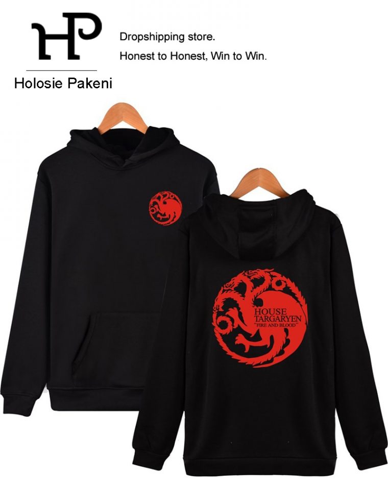 Dropshipping Oyun Thrones Hoodies Kazak Erkek Kadınlar Fire House Targaryen  Hoodie Streetwear Ceket Noel Hediye Cosplay pour Rebus Noel