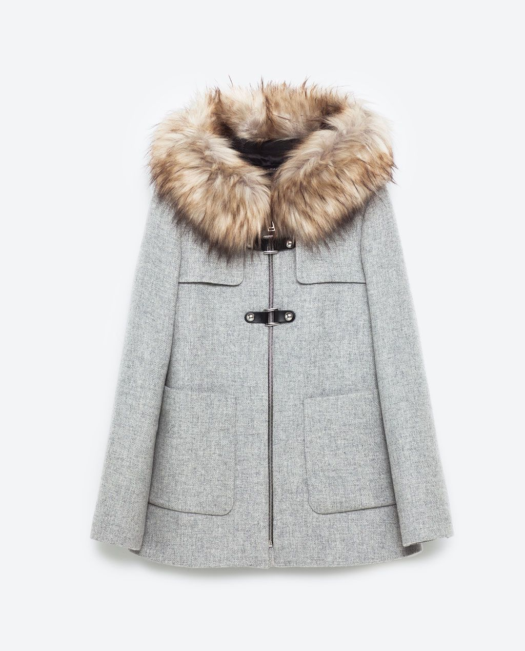 Duffle-Coat Zara Avec Col En Fausse Fourrure Amovible concernant Fausses Pieces Euros 