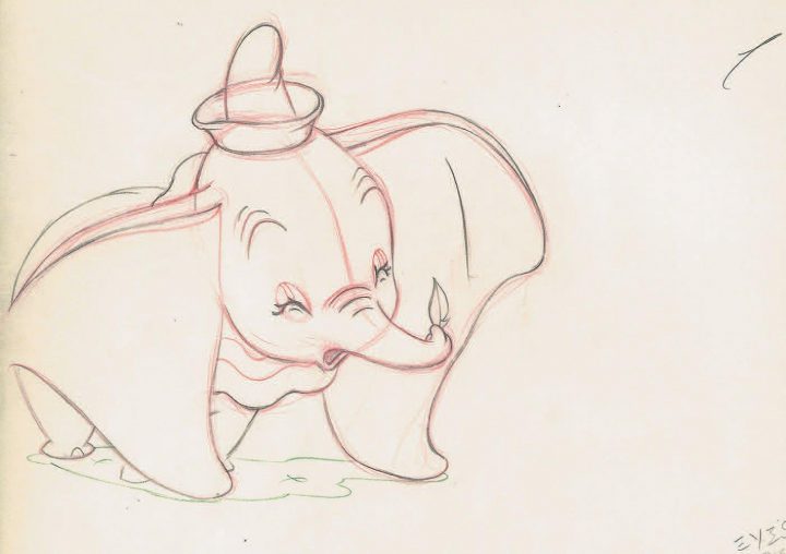 Dumbo Studios Disney, 1941. Dessin D'animation De Dumbo À La Mine De Plomb tout Dessin Dumbo