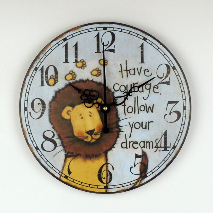 €14.51 35% De Réduction|Décoration De Chambre D'enfants Horloge Murale  Dessin Animé Sûr Et Silencieux Ont Courage Suivez Vos Rêves Horloge Murale dedans Dessin D Horloge