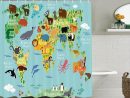 €17.03 |Mémoire Maison Animal Carte Du Monde Pour Enfants Enfants Dessin  Animé Forêts Polyester Tissu Salle De Bain Rideau De Douche Ensemble Avec destiné Carte Du Monde Enfant