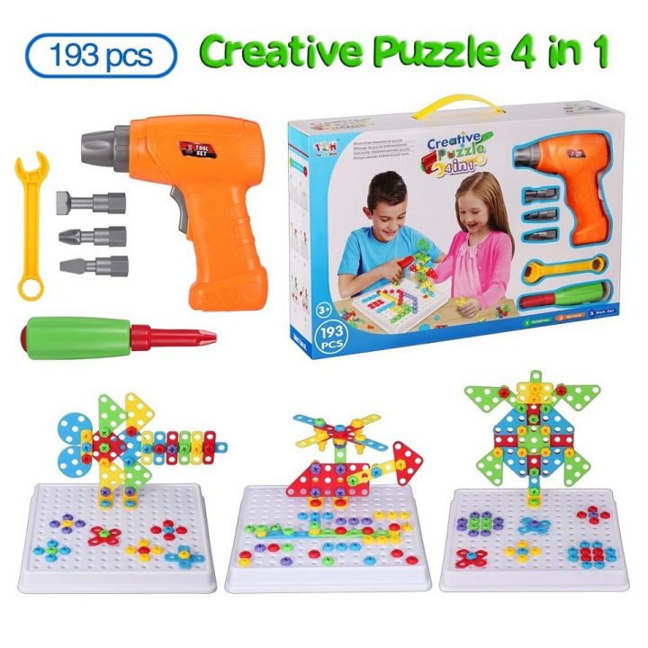 €18.76 45% De Réduction|Ensembles De Construction 3D Pour Enfants Jouet  Perceuse Jouer Jeux Éducatifs Créatifs Mosaïque Conception Jouets De à Puzzle Gratuit 3 Ans