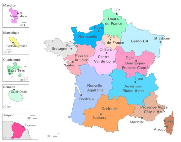 ⇒ Liste Des Régions Françaises : √ Rmations à Carte De France Avec Les Départements