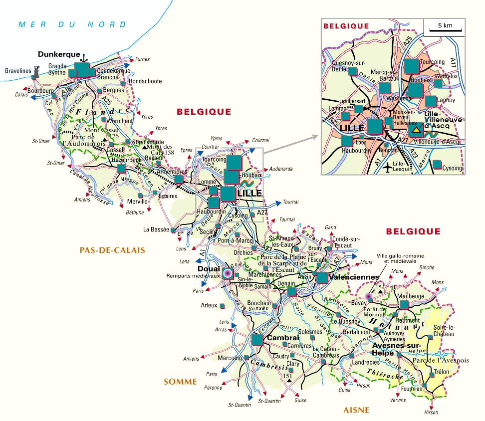 ▷ Carte / Plan Du Departement Du Nord (59) avec Carte De France Detaillée Gratuite