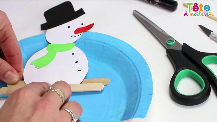 ☃✂[Tuto] Bonhomme De Neige Skieur En Assiette – Une Vidéo By Tête À Modeler destiné Bonhomme De Neige À Découper