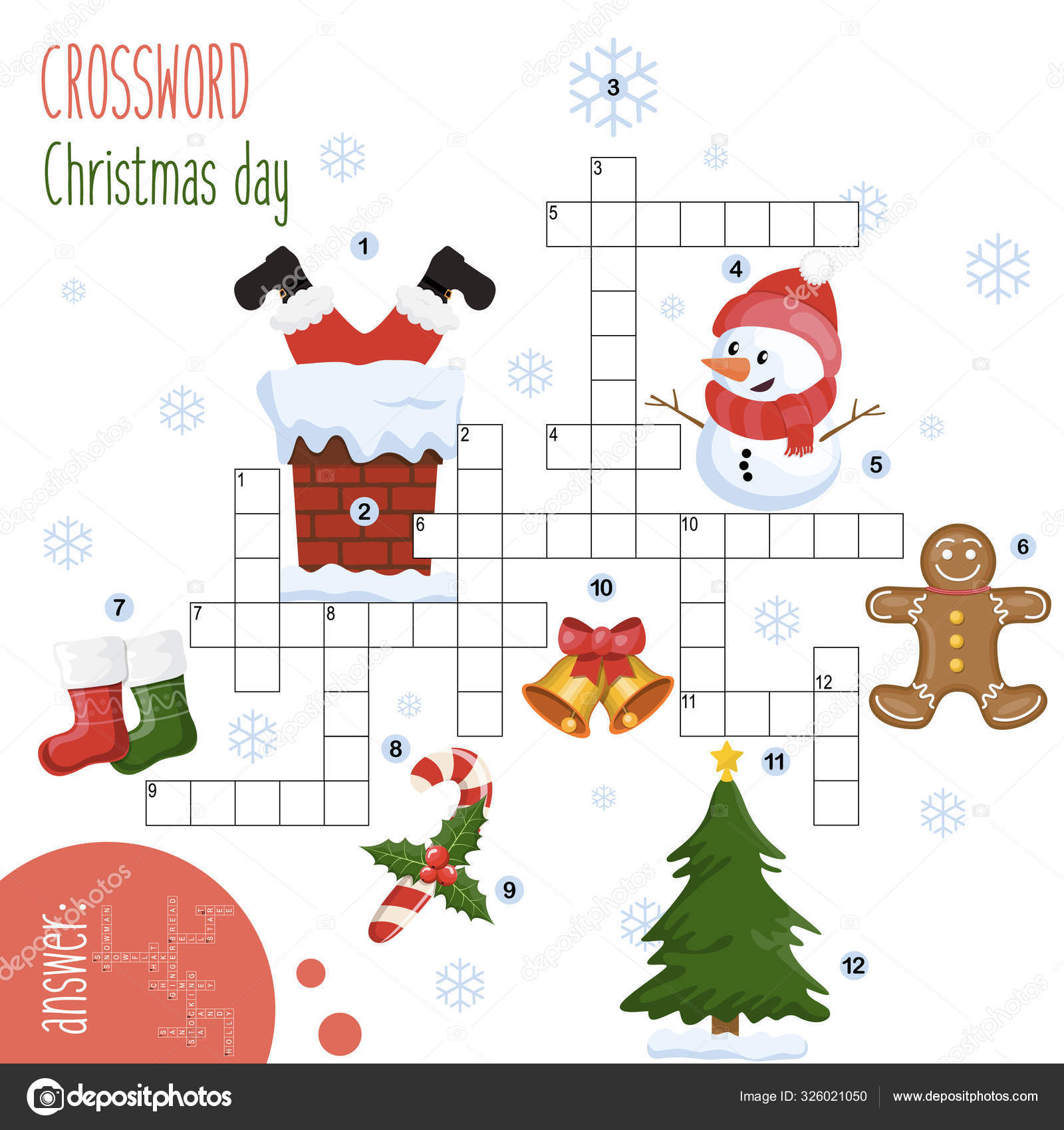 Easy Crossword Puzzle Christmas Day Children Elementary tout Rebus Noel