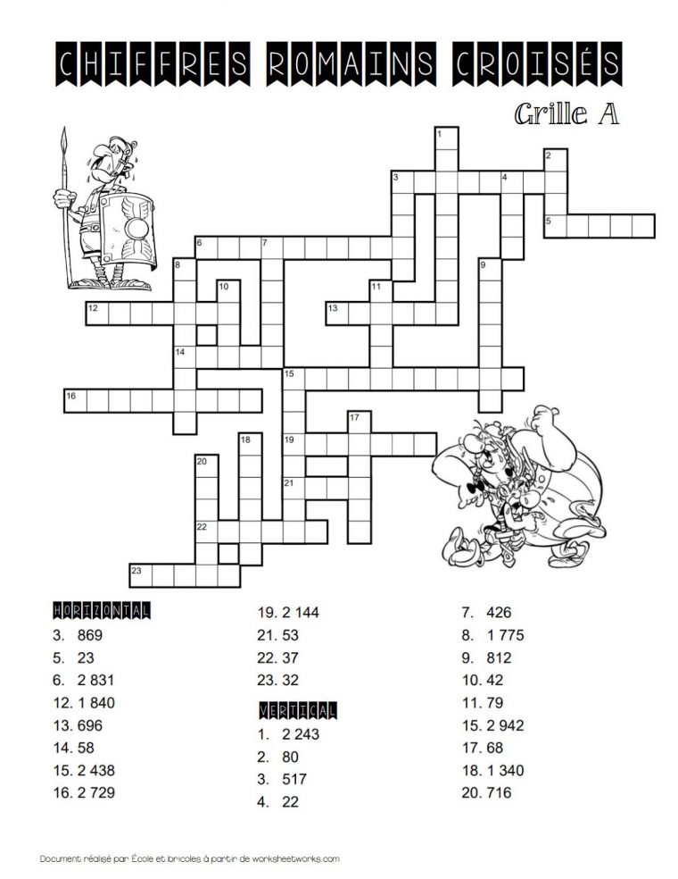 École Et Bricoles: Chiffres Romains Croisés dedans Exercice Chiffre Romain
