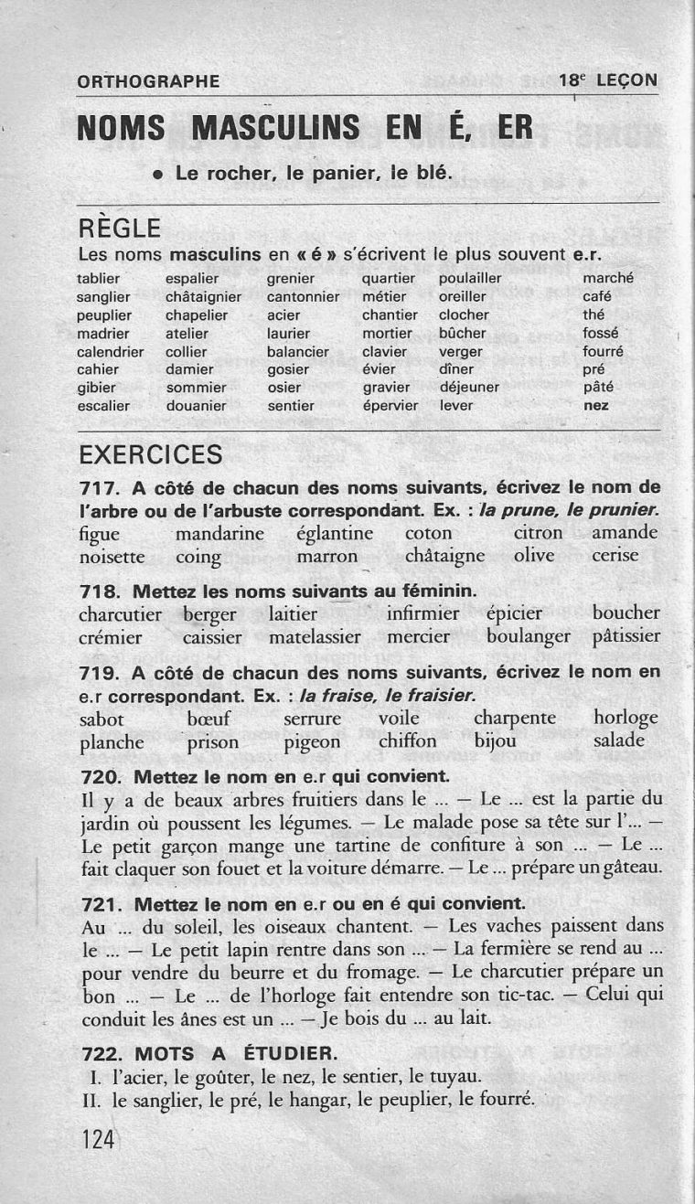 École : Références: 18 Noms Masculins En -É, -Er (Bled Ce2 avec Cours Ce2 A Imprimer