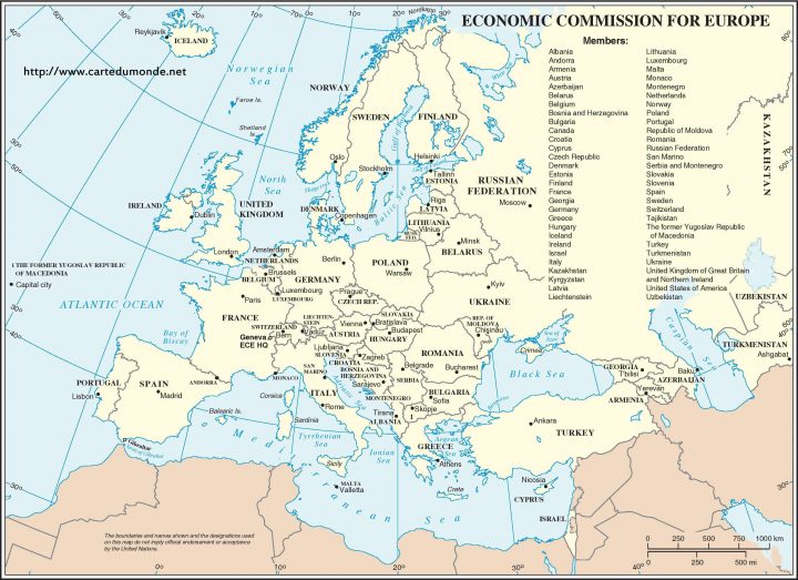 Economic Commission Of Europe, World Map dedans Carte Des Pays D Europe