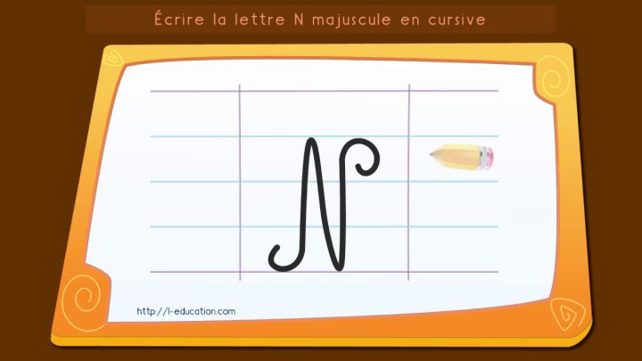 Écrire L'alphabet: Apprendre À Écrire La Lettre N Majuscule En Cursive pour Apprendre A Ecrire Les Lettres En Majuscule