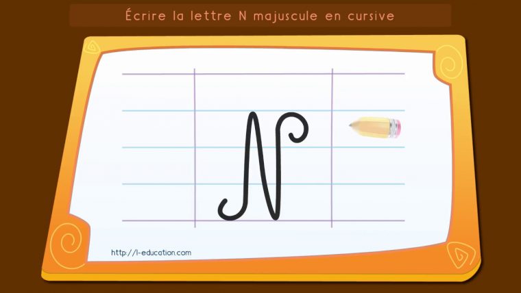 Écrire L'alphabet: Apprendre À Écrire La Lettre N Majuscule En Cursive tout Apprendre A Ecrire L Alphabet