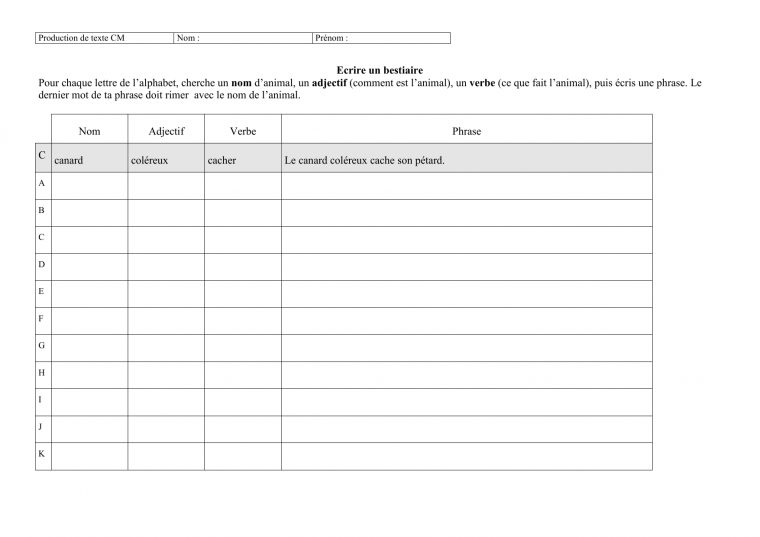 Ecrire Un Bestiaire intérieur Ecrire L Alphabet