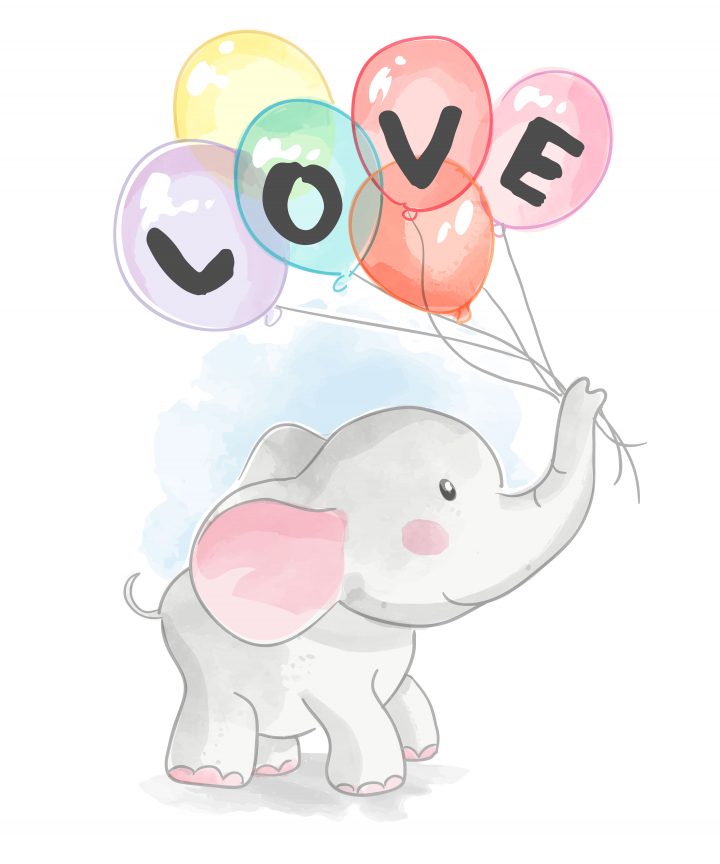 Éléphant De Dessin Animé Tenant Des Ballons D'amour encequiconcerne Minou Dessin