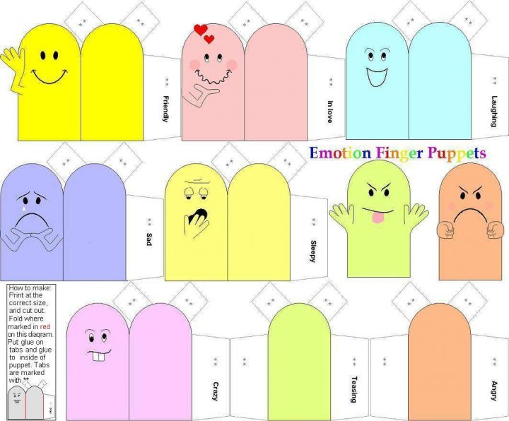 Emotion Finger Puppets | Paper Dolls And Other Paper Toys à Paper Toy A Imprimer