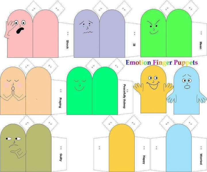 Emotion Finger Puppets | Paper Dolls And Other Paper Toys serapportantà Paper Toy A Imprimer