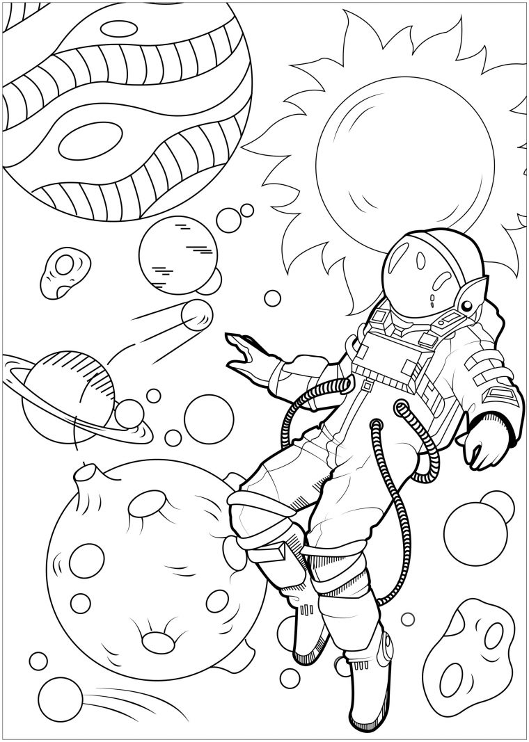 En Apesanteur – Inclassables – Coloriages Difficiles Pour pour Coloriage Astronaute