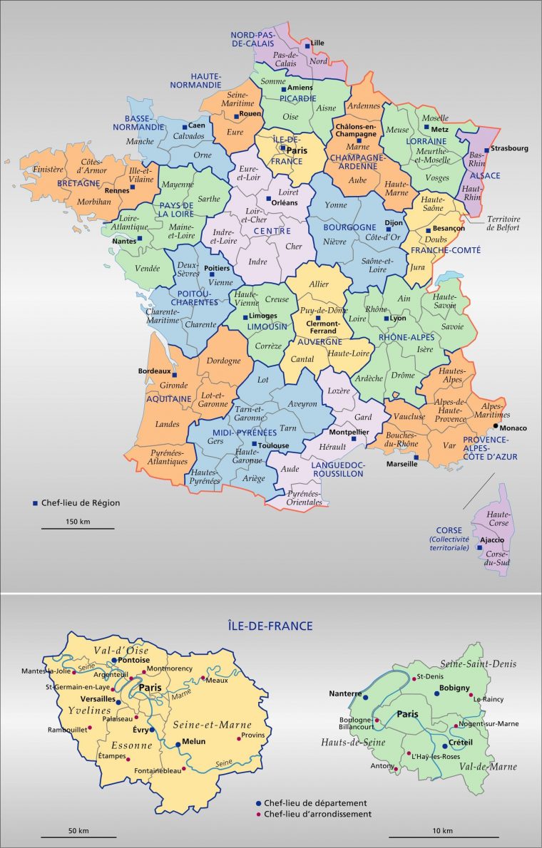 Encyclopédie Larousse En Ligne – France : Régions Et encequiconcerne Carte Départementale De La France